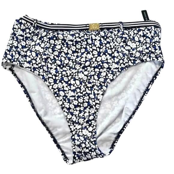 Ralph Lauren High-Waist Belted Bikini Bottom Navy size 4 NWT org. $70 - Picture 5 of 6